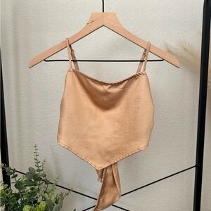 Silky Tan Handkerchief Crop Top